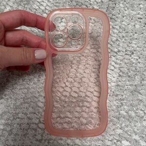 iPhone 15 Pro - Clear Pink iPhone Case with Protective Bumper